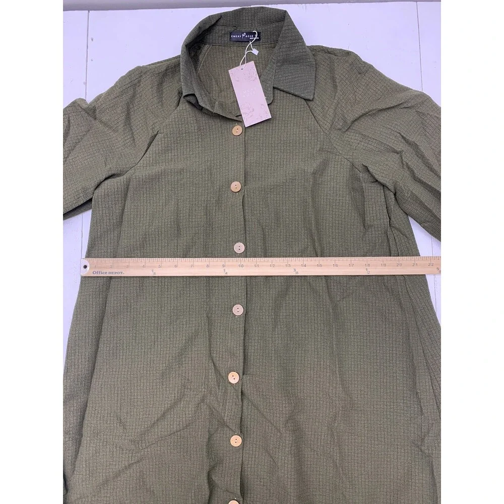 Emery Rose Womens Green Button Up Dress Size Large - Picture 5 of 5